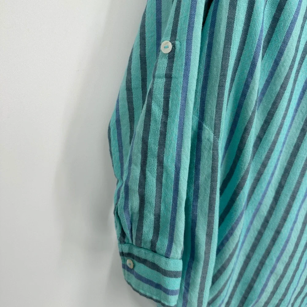 Soft Surroundings Medium Embellished Striped‎ Long Sleeve Blouse Top Bohemian